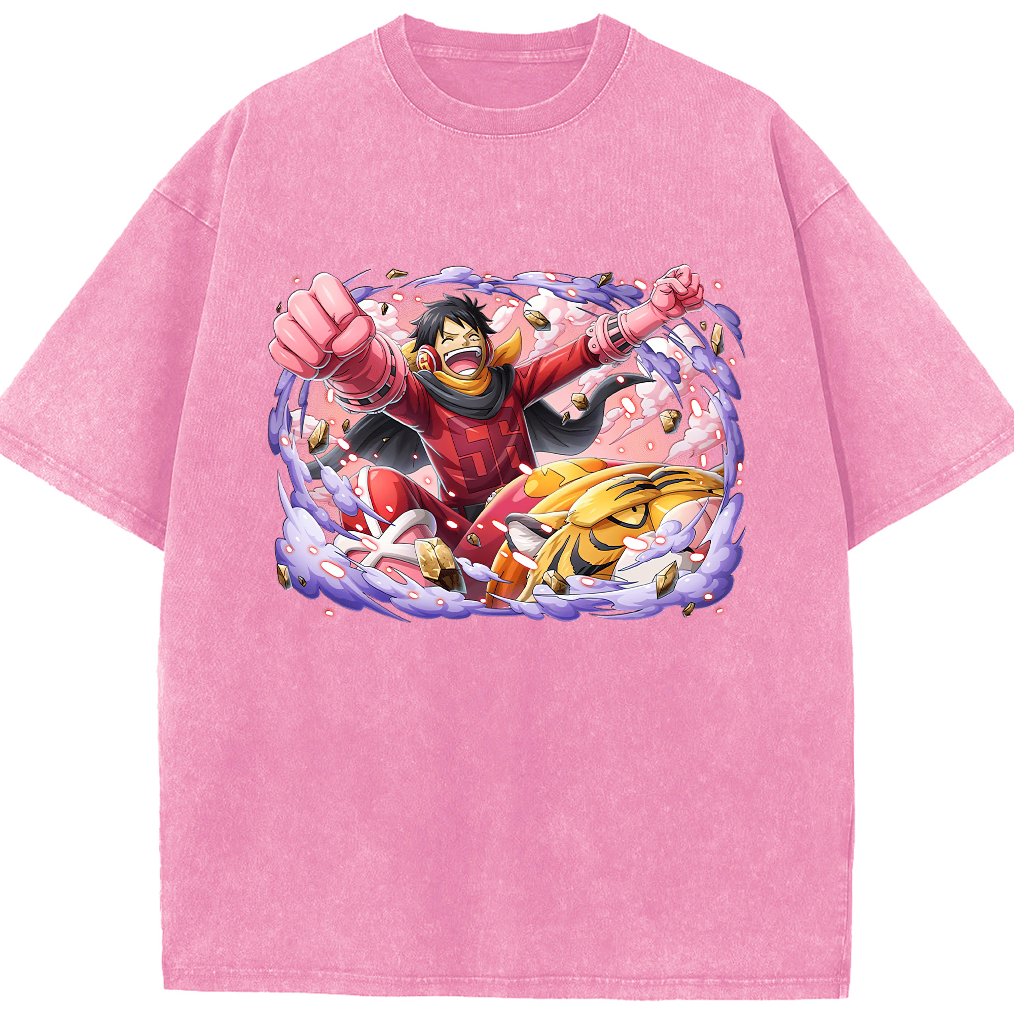 ワンピース モンキー・D・ルフィ ONE PIECE Monkey D. Luffy 綿100% ヴィンテージ風 半袖Tシャツ（フロントプリント）